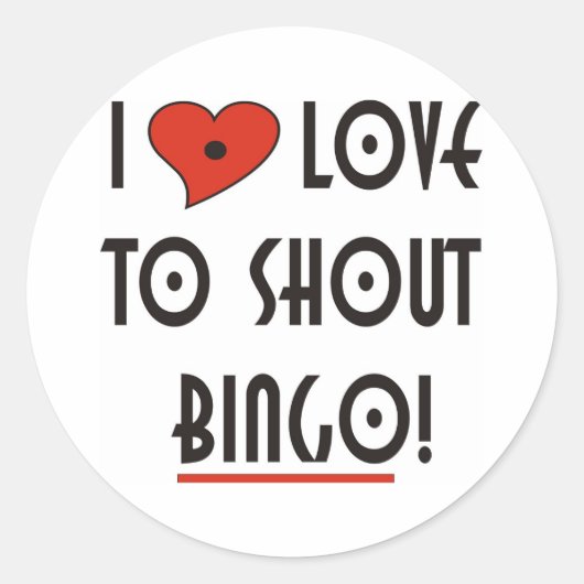 Ik hou van Shout BINGO Ronde Sticker (Voorkant)