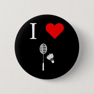Ik hou van shuttle badminton ronde button 5,7 cm