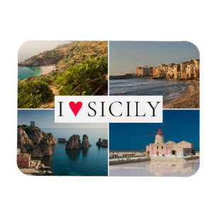 Ik hou van Sicilië als collage souvenir Magneet