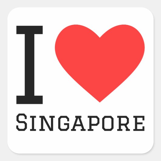 Ik hou van Singapore Vierkante Sticker (Voorkant)
