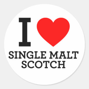 Ik hou van single malt whisky ronde sticker