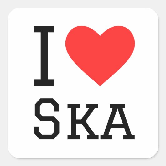 Ik hou van ska vierkante sticker (Voorkant)