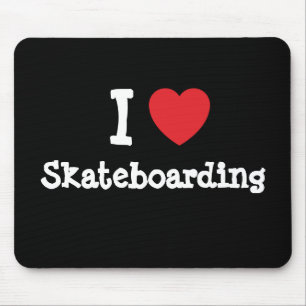 Ik hou van Skateboarden hart aangepast aan maat Muismat