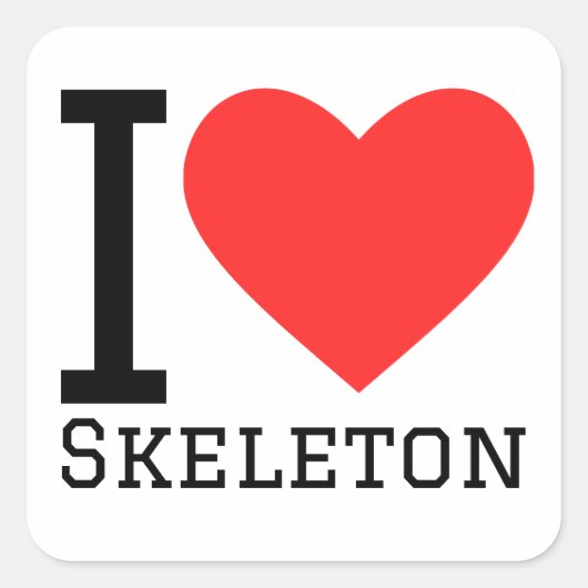 Ik hou van skelet vierkante sticker (Voorkant)
