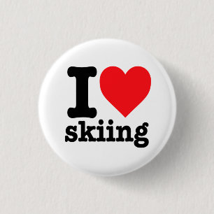 "Ik hou van skiën" Ronde Button 3,2 Cm
