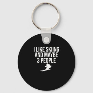 Ik hou van Skiing Ski Skier Snowboard Winter Sport Sleutelhanger