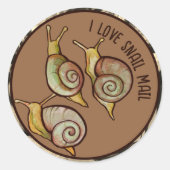 Ik hou van slakkenpost ronde sticker (Voorkant)
