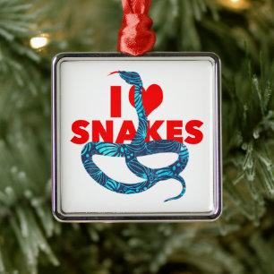 Ik hou van slangen Reptiel liefhebber Herpetologie Metalen Ornament