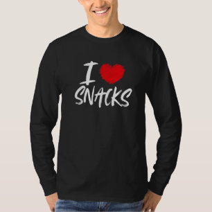 Ik hou van snacks die snoepjes eten en die het ete t-shirt