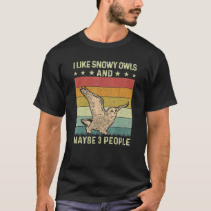 Ik hou van sneeuwuilen en misschien 3 mensen retro t-shirt