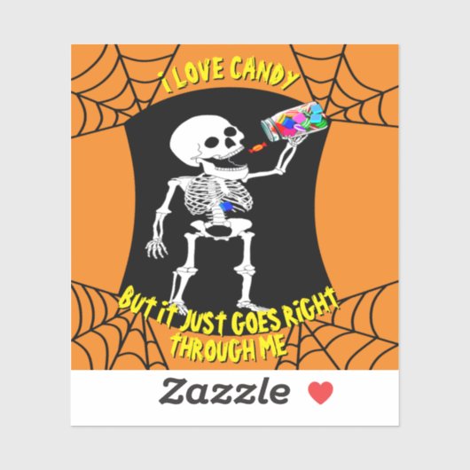 Ik hou van snoep skeleton sticker (Vel)