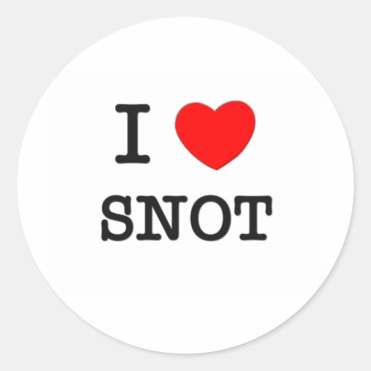 Ik hou van Snot Ronde Sticker (Voorkant)