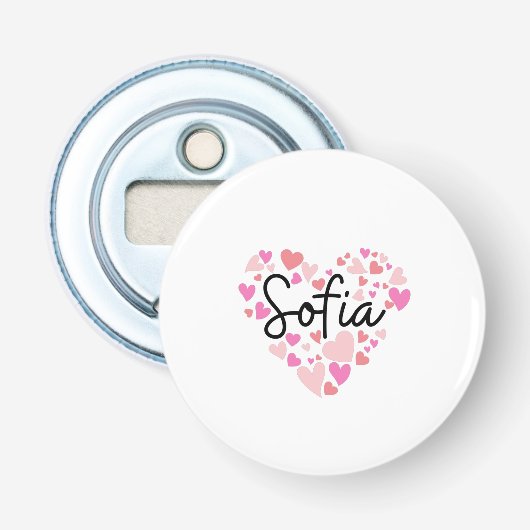 Ik hou van Sofia Button Flesopener (Voorkant)
