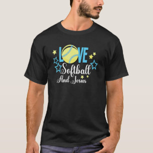 Ik hou van softbal en Jezus T-shirt