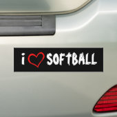 Ik hou van Softball Bumpersticker (Op auto)