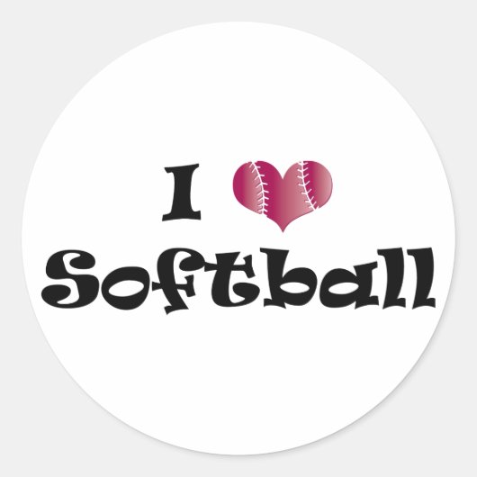 Ik hou van Softball Ronde Sticker (Voorkant)