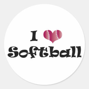 Ik hou van Softball Ronde Sticker