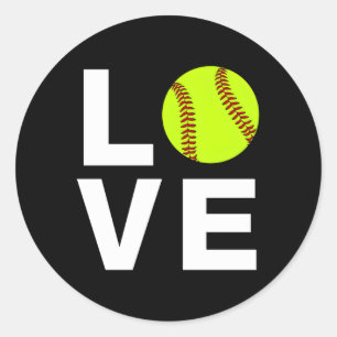 Ik hou van Softball Ronde Sticker