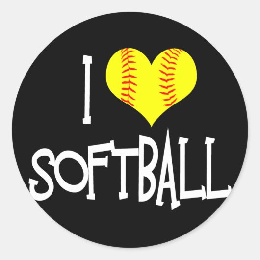 Ik hou van softball ronde sticker (Voorkant)