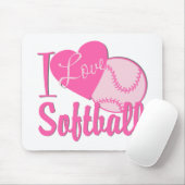 Ik hou van Softball Roze Muismat (Met muis)