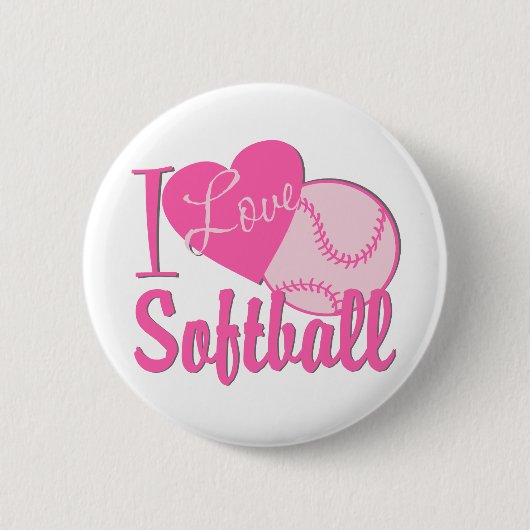 Ik hou van Softball Roze Ronde Button 5,7 Cm (Voorkant)