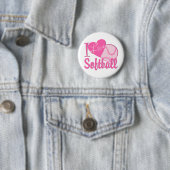 Ik hou van Softball Roze Ronde Button 5,7 Cm (In situ)