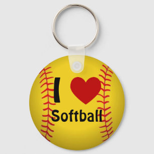 Ik hou van Softball Sleutelhanger