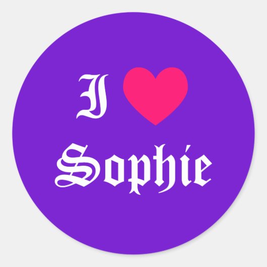 Ik hou van Sophie Ronde Sticker (Voorkant)
