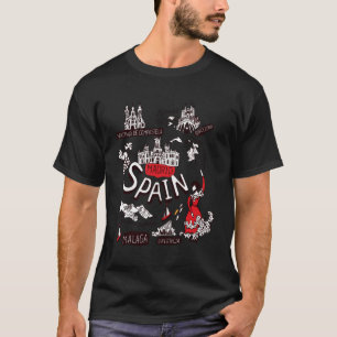 Ik hou van Spanje kaart met traditionele stijl hou T-shirt
