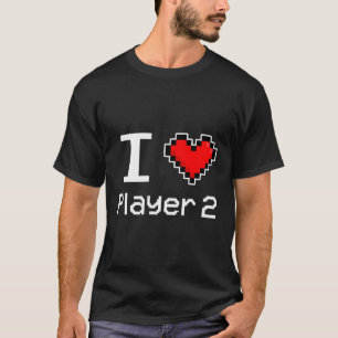 Ik hou van speler 2 pixel he gamer t-shirt