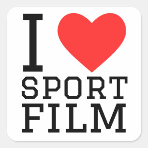 Ik hou van sportfilm vierkante sticker