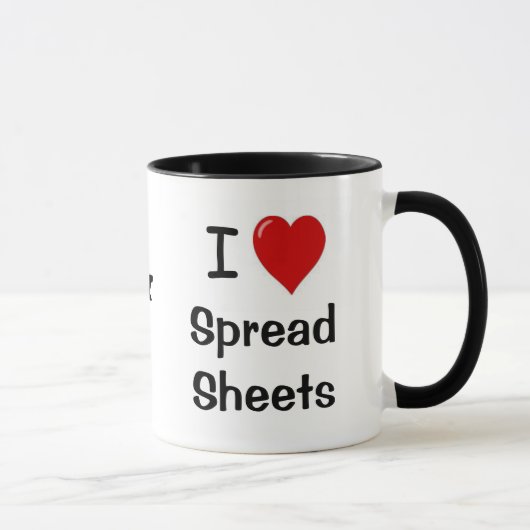 Ik hou van spreadsheets en spreadsheets mok (Rechts)