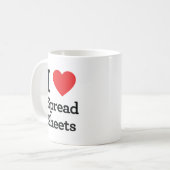 Ik hou van spreadsheets koffiemok (Voorkant links)