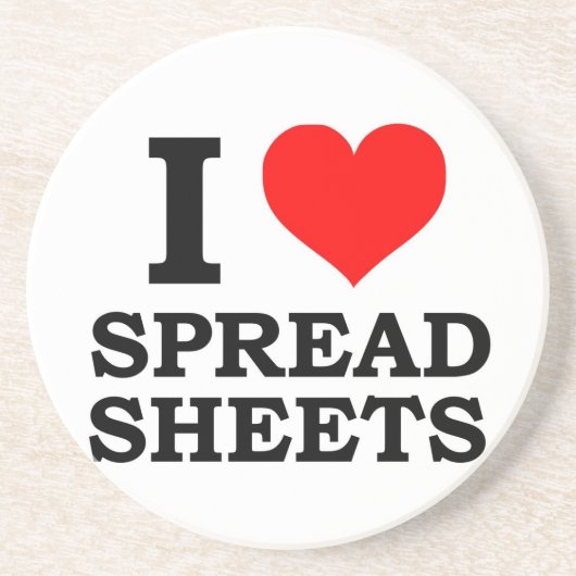 Ik hou van spreadsheets zandsteen onderzetter (Voorkant)