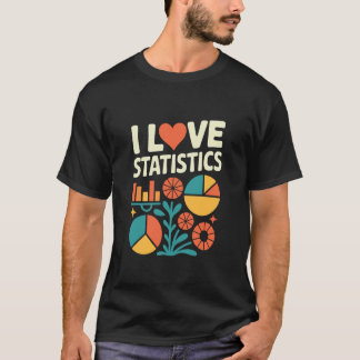 Ik hou van statistieken Kleurrijke datadiagrammen T-shirt
