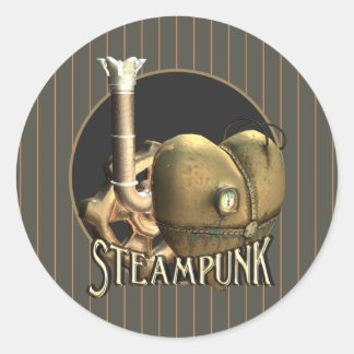 Ik hou van Steampunk Brass Heart Ronde Sticker