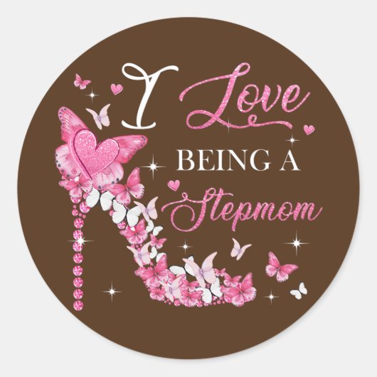 Ik hou van Stepmma High Hiel Butterflies Ronde Sticker (Voorkant)