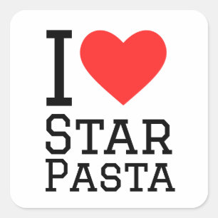 Ik hou van sterrenpasta vierkante sticker