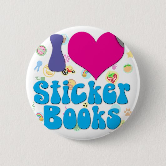 Ik hou van Sticker boeken! Ronde Button 5,7 Cm (Voorkant)