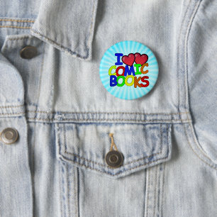 Ik hou van stripboeken ronde button 5,7 cm