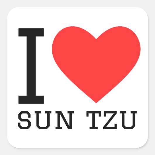 Ik hou van sun tzu vierkante sticker (Voorkant)