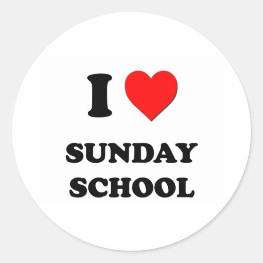 Ik hou van Sunday School Ronde Sticker (Voorkant)