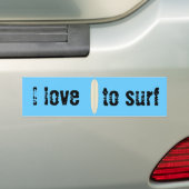 Ik hou van surfen bumpersticker (Op auto)