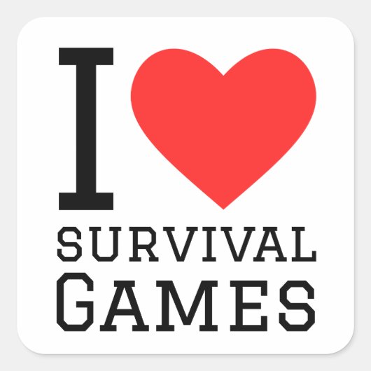 Ik hou van survival games vierkante sticker (Voorkant)