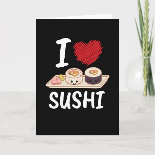 Ik hou van Sushi Japan Kawaii Kaart (Voorkant)