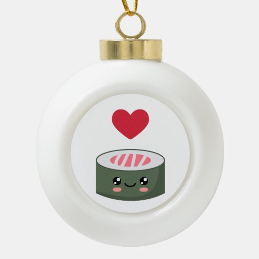 Ik hou van Sushi Keramische Bal Ornament (Voorkant)