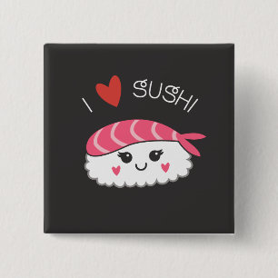 Ik hou van sushi vierkante button 5,1 cm