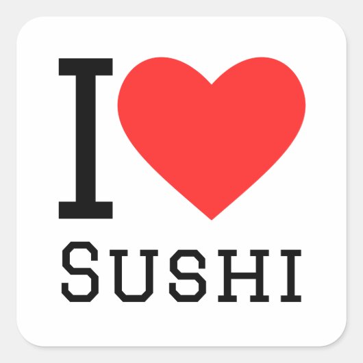 Ik hou van sushi vierkante sticker (Voorkant)