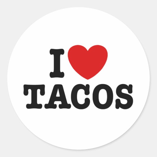 Ik hou van Tacos Ronde Sticker (Voorkant)