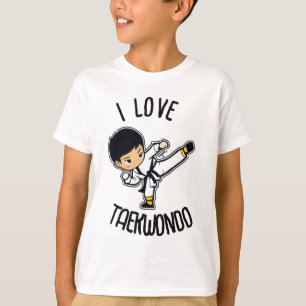 Ik hou van Taekwondo Kinder Martial Art Cartoon ku T-shirt